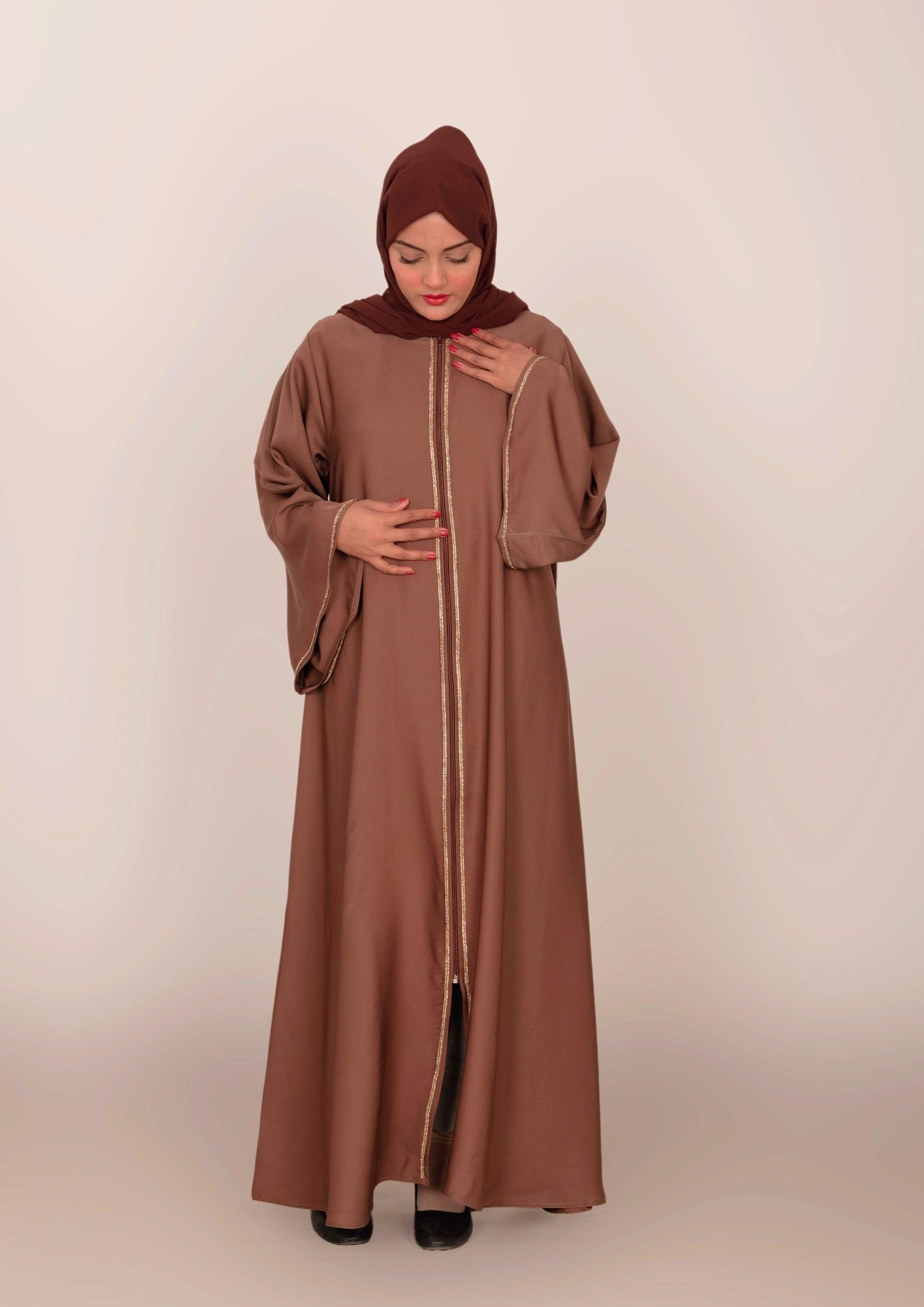 Imported Korean Nida Open Abaya With Zip - Bole