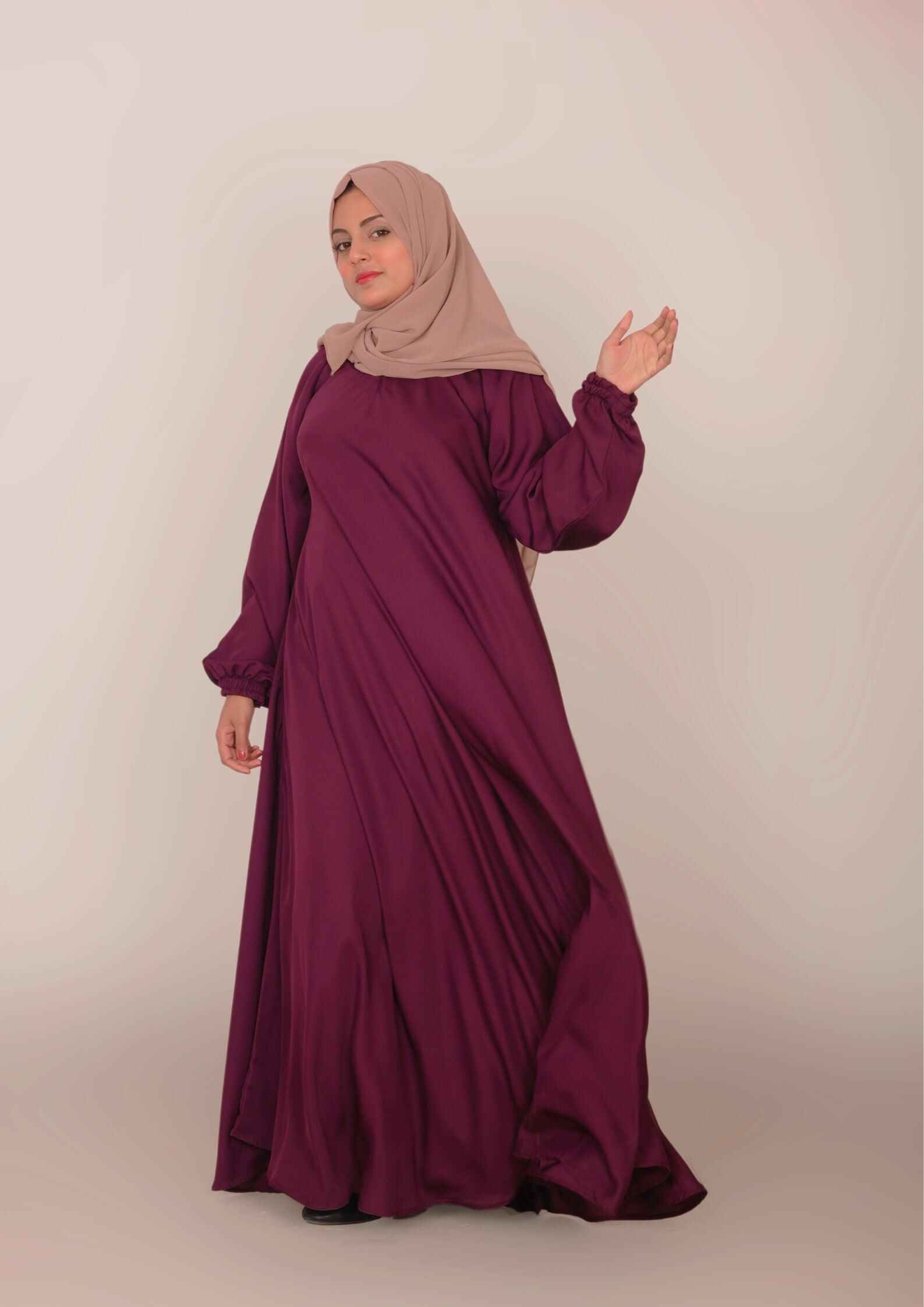 Imported Korean Nida Umbrella Cut Maxi Abaya 200 Inches Flare - Dark Sienna