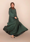 Imported Korean Nida Umbrella Cut Maxi Abaya 200 Inches Flare - Dark Jungle Green