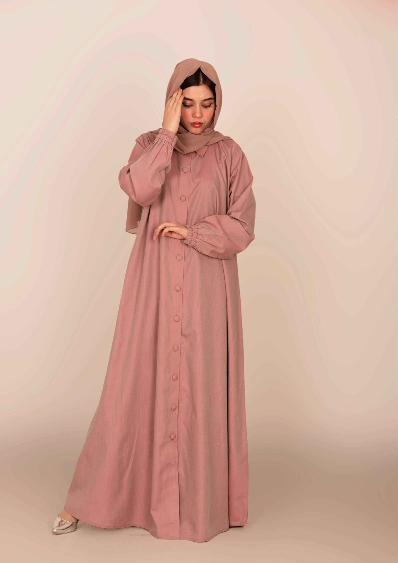 Imported Winter Based Coat Style Open Abaya - Brandy Rose