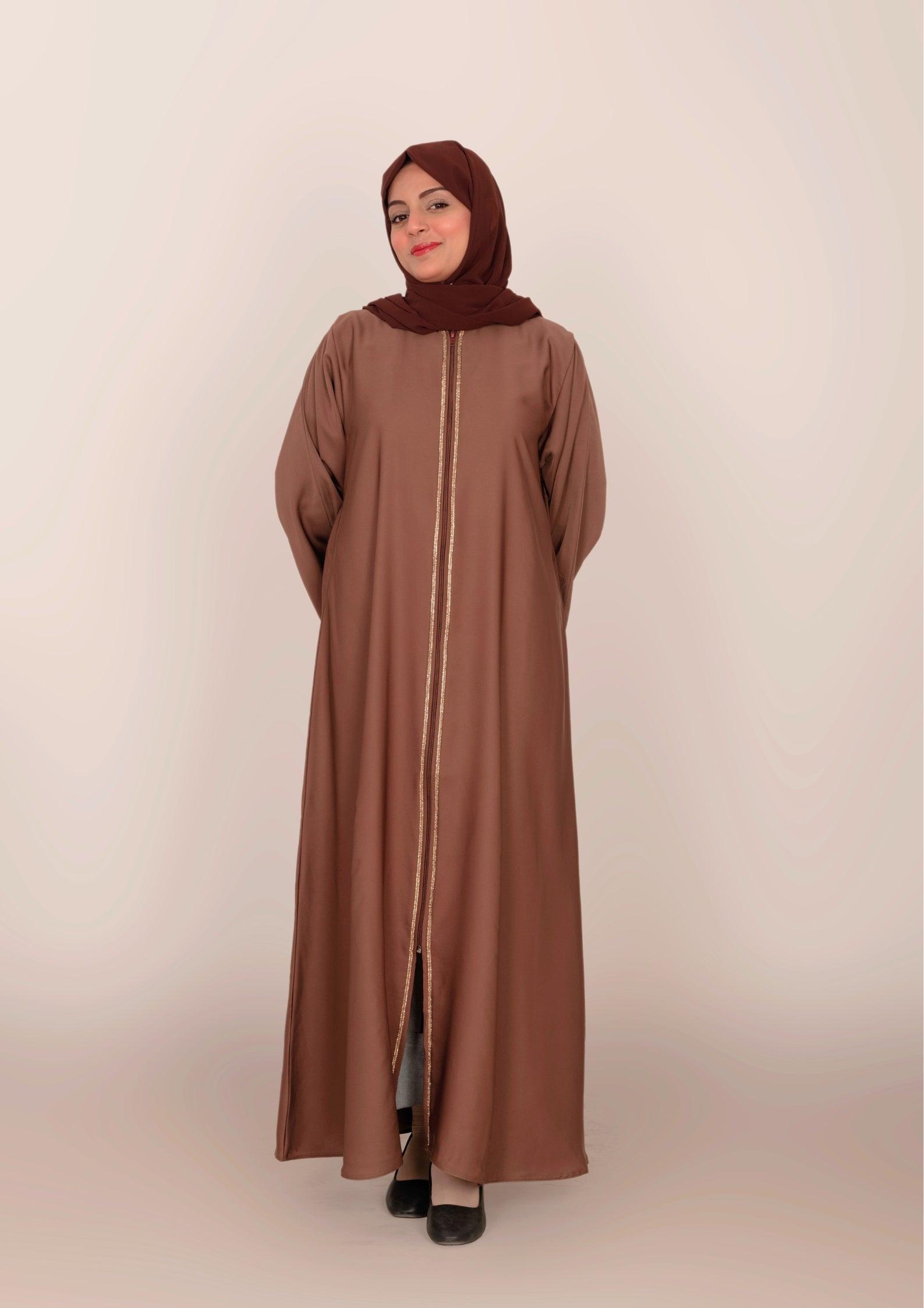 Imported Korean Nida Open Abaya With Zip - Bole