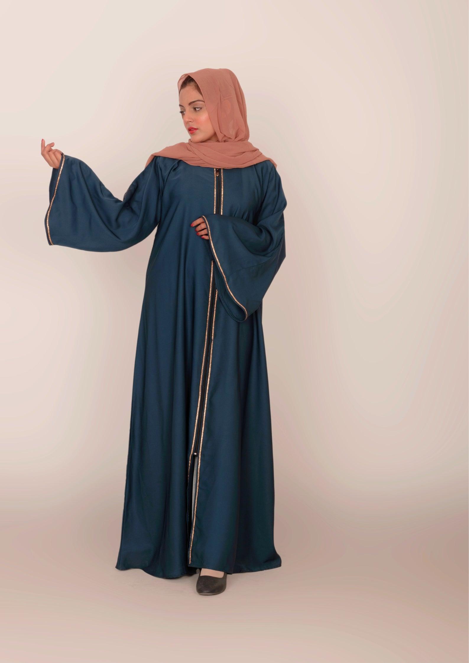 Imported Korean Nida Open Abaya With Zip – Outer Space