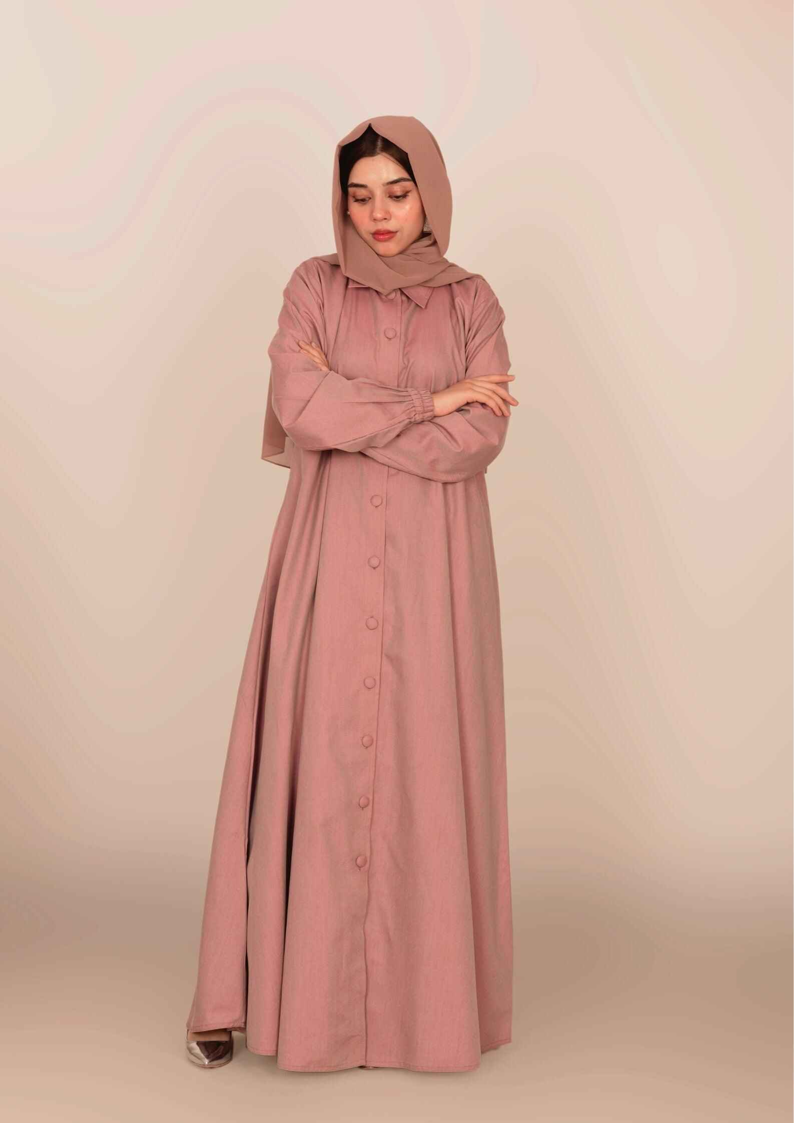 Imported Winter Based Coat Style Open Abaya - Brandy Rose