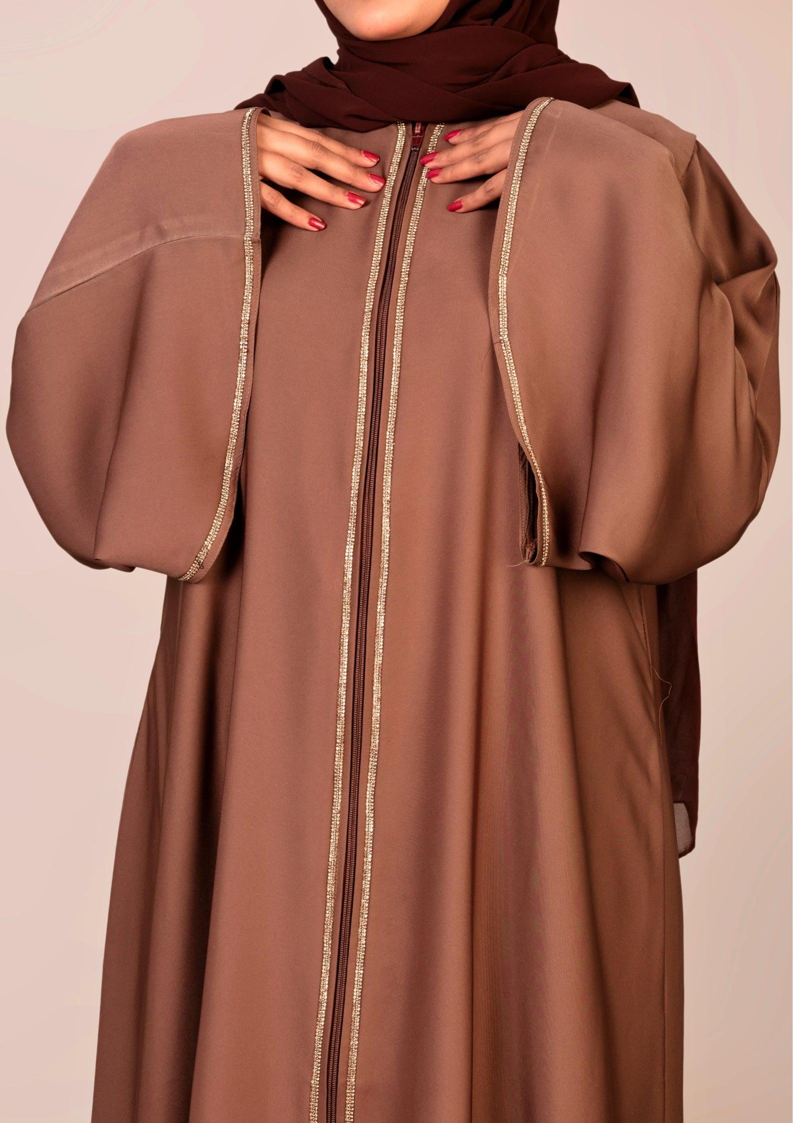 Imported Korean Nida Open Abaya With Zip - Bole