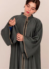 Imported Korean Nida Open Abaya With Zip – Charcoal Grey