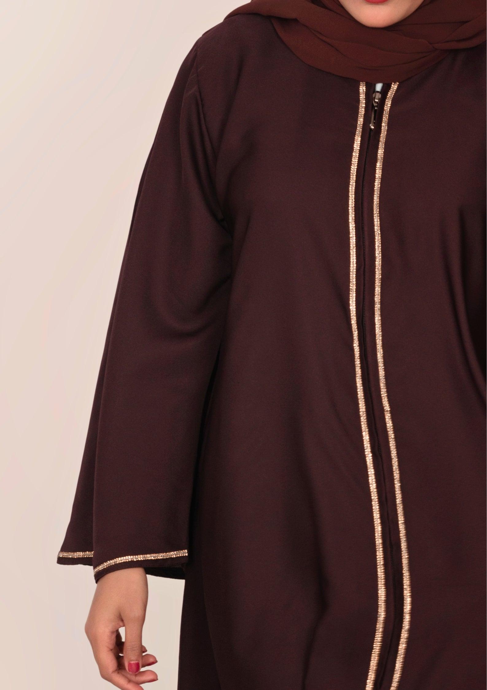 Imported Korean Nida Open Abaya With Zip – Eclipse