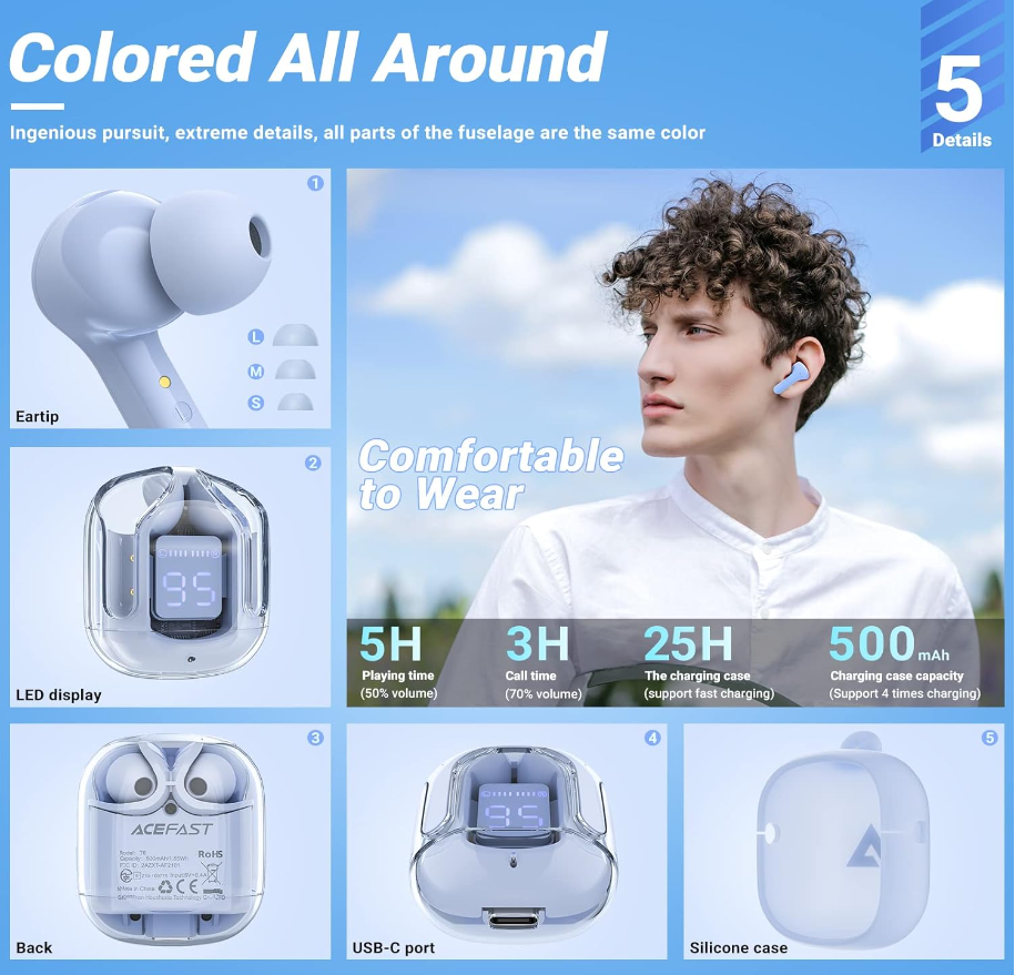 T6 Crystal Wireless Earphones