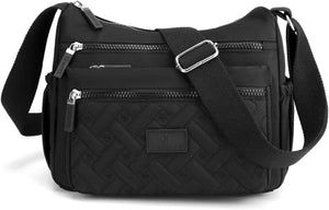 Cloth Crossbody Bag , Women's Multi Zipper Handbag & Purse